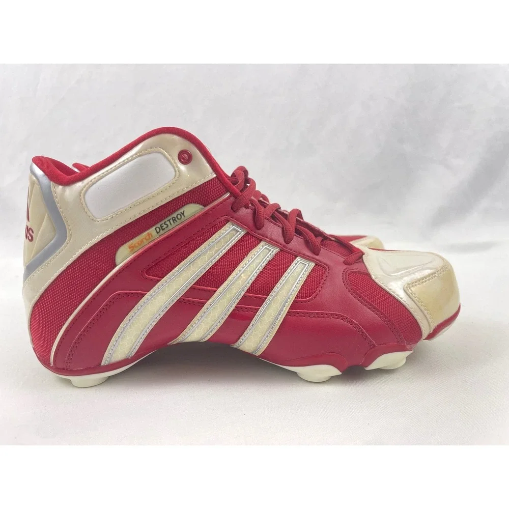 Adidas Scorch Destroy D Mi Red White Football Cleats Mens 9.5 Mid Top No spikes‎